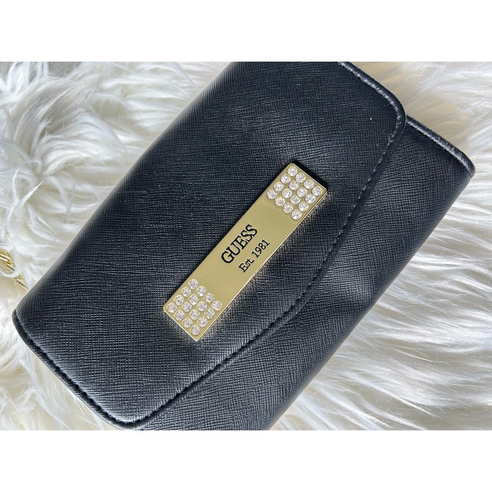GUESS | black and gold shoulder bag/ wallet